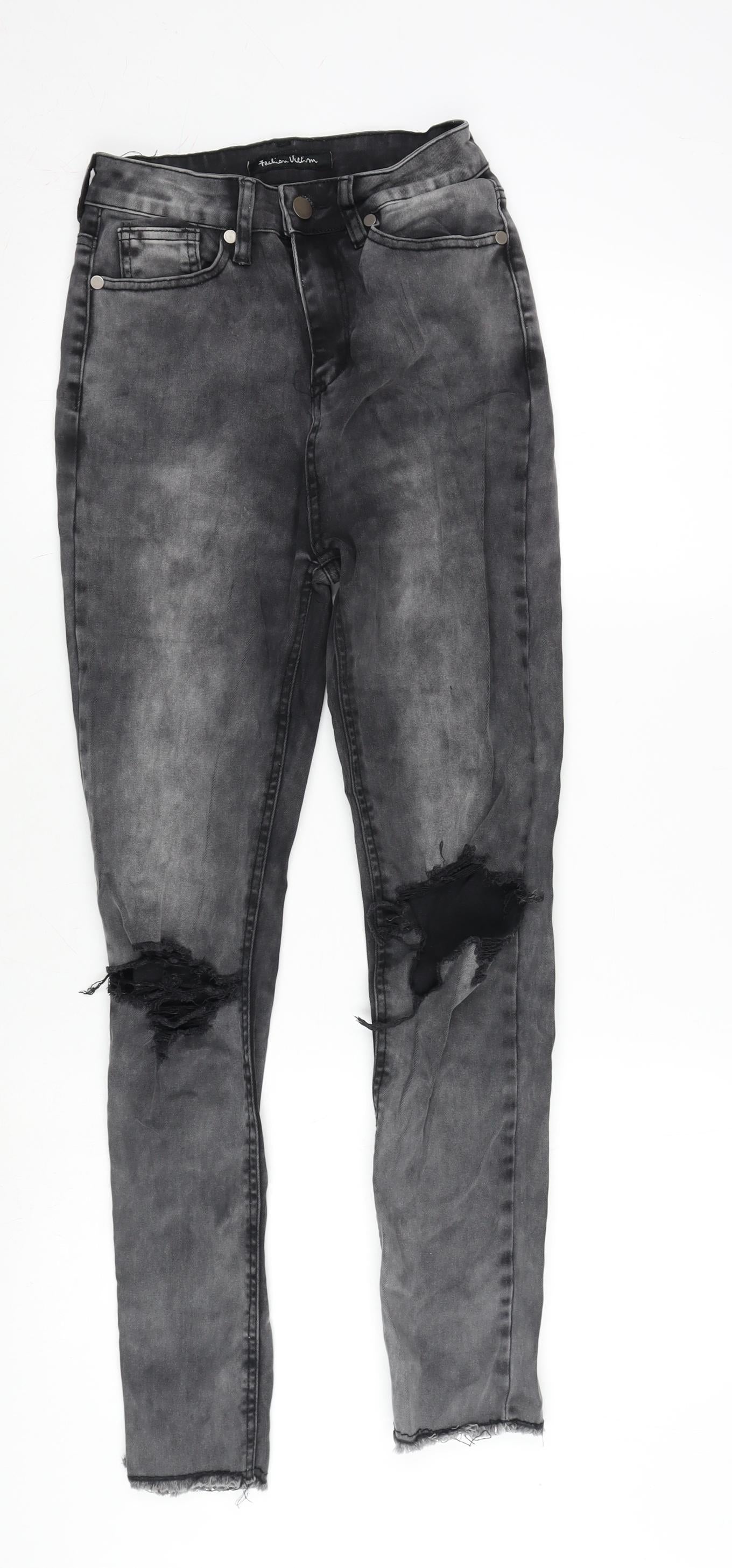 Fashion Victim Womens Grey Cotton Blend Tapered Jeans Size 27 in L32 in Regular Zip