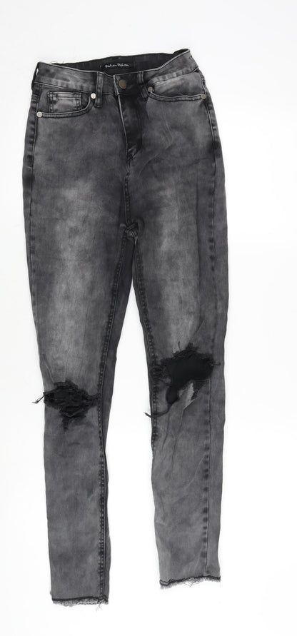 Fashion Victim Womens Grey Cotton Blend Tapered Jeans Size 27 in L32 in Regular Zip