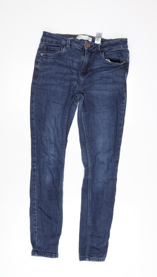 NEXT Womens Blue Cotton Blend Skinny Jeans Size 12 L27 in Regular Zip