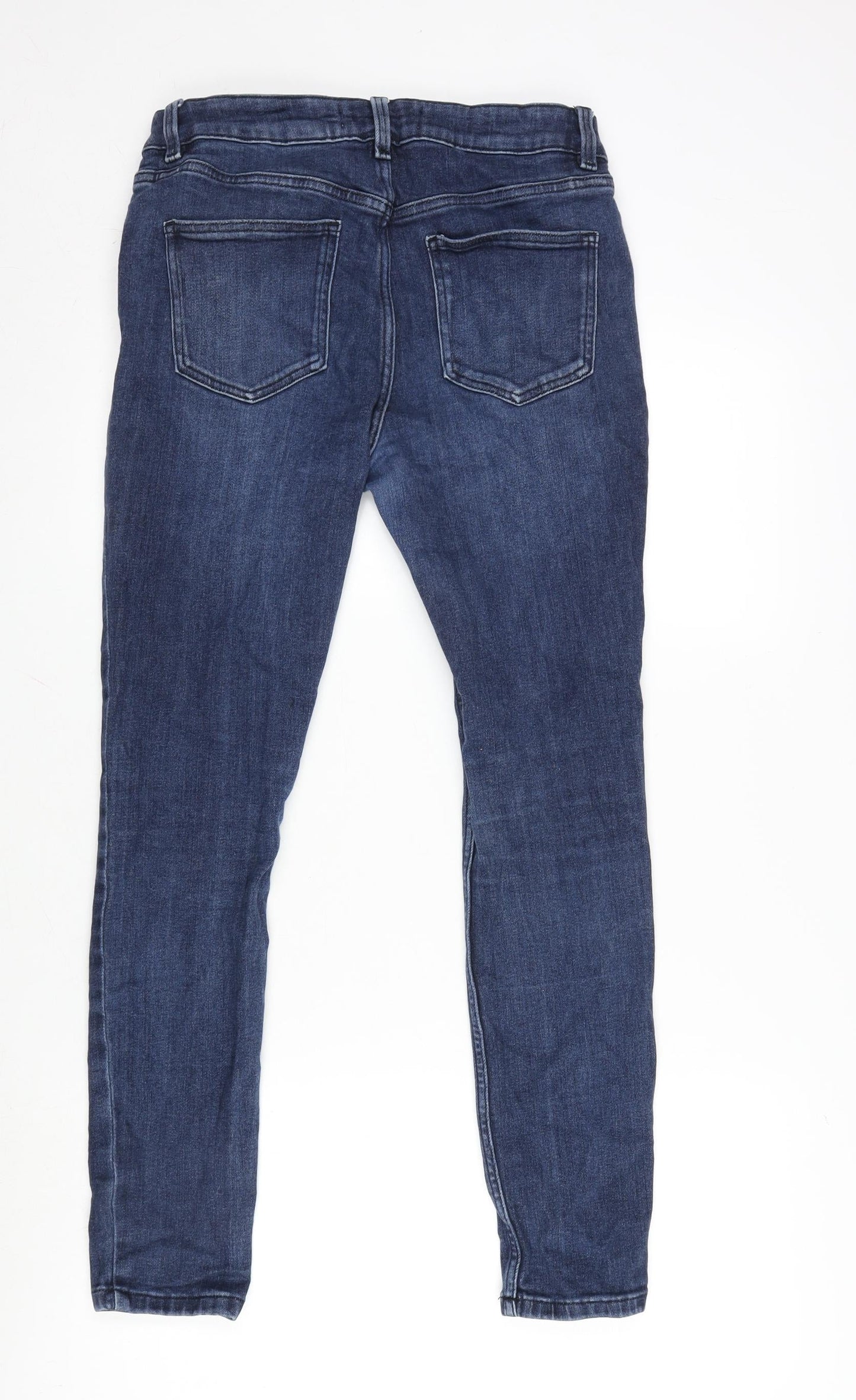 NEXT Womens Blue Cotton Blend Skinny Jeans Size 12 L27 in Regular Zip