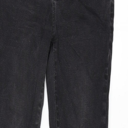 Zara Womens Grey Cotton Blend Tapered Jeans Size 12 L27 in Regular Zip