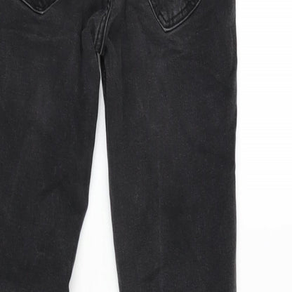 Zara Womens Grey Cotton Blend Tapered Jeans Size 12 L27 in Regular Zip