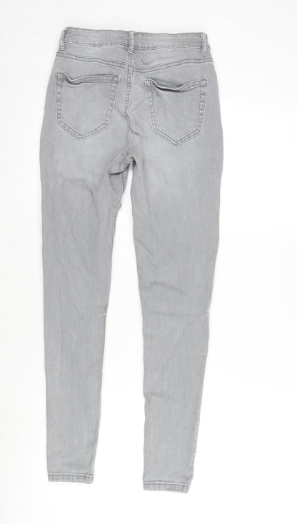 Denim & Co. Womens Grey Cotton Blend Tapered Jeans Size 8 L27.5 in Regular Zip