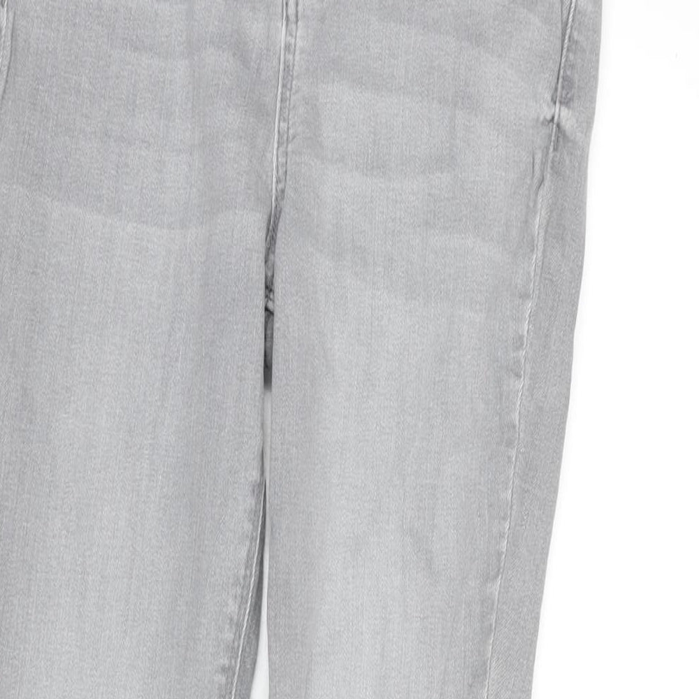 Denim & Co. Womens Grey Cotton Blend Tapered Jeans Size 8 L27.5 in Regular Zip