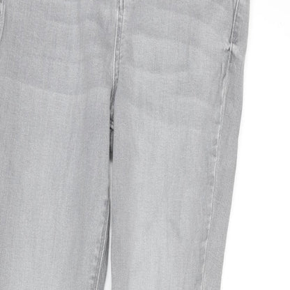 Denim & Co. Womens Grey Cotton Blend Tapered Jeans Size 8 L27.5 in Regular Zip