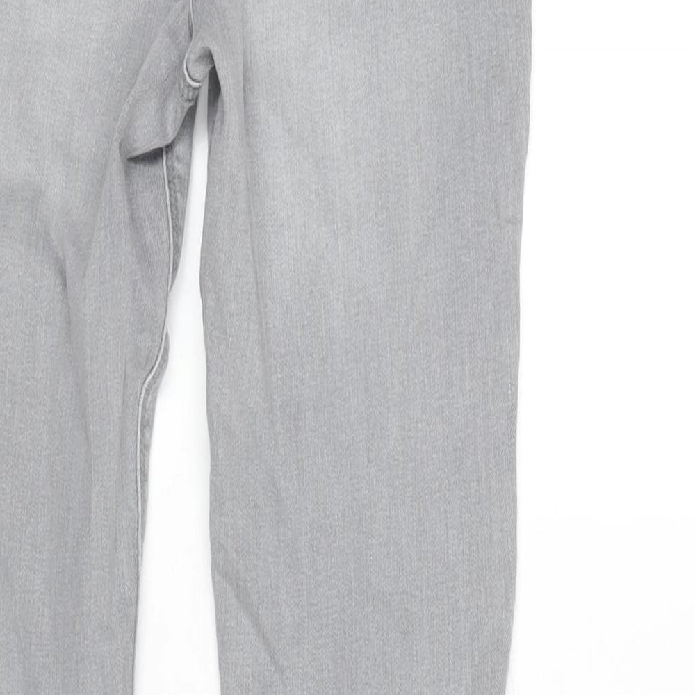 Denim & Co. Womens Grey Cotton Blend Tapered Jeans Size 8 L27.5 in Regular Zip