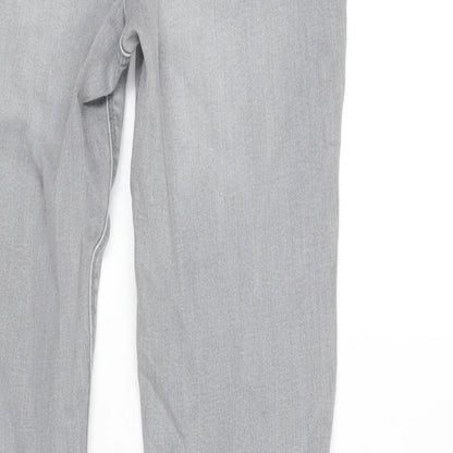 Denim & Co. Womens Grey Cotton Blend Tapered Jeans Size 8 L27.5 in Regular Zip