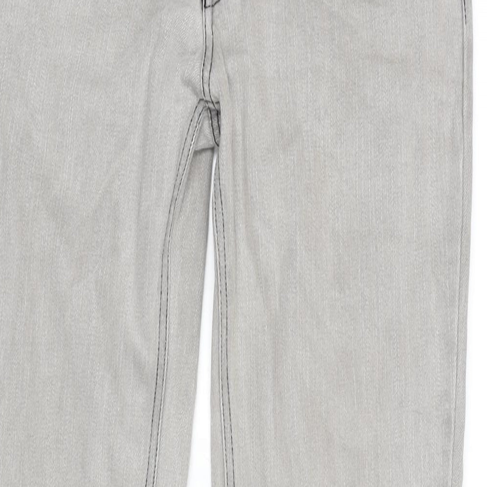 Tipster Womens Grey Cotton Blend Tapered Jeans Size 12 L33 in Regular Zip - Zip Detail To Bottom Leg.