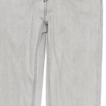 Tipster Womens Grey Cotton Blend Tapered Jeans Size 12 L33 in Regular Zip - Zip Detail To Bottom Leg.