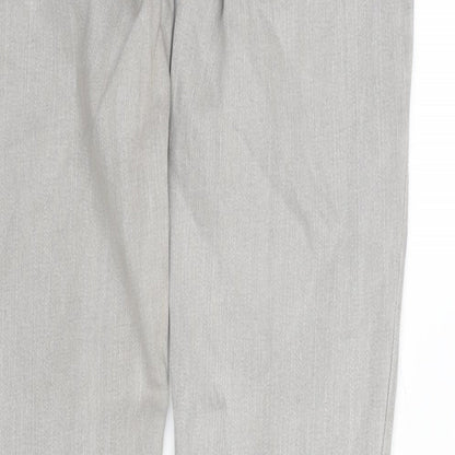 Tipster Womens Grey Cotton Blend Tapered Jeans Size 12 L33 in Regular Zip - Zip Detail To Bottom Leg.