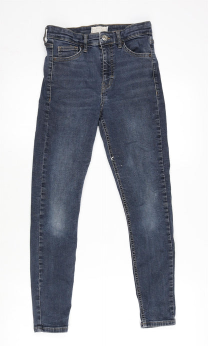 Topshop Womens Blue Cotton Blend Tapered Jeans Size 26 in L26 in Regular Zip