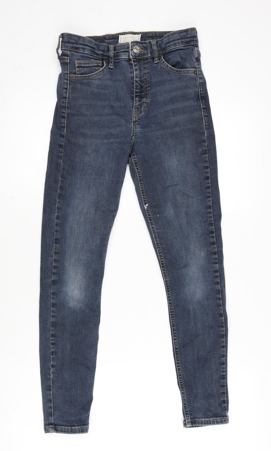 Topshop Womens Blue Cotton Blend Tapered Jeans Size 26 in L26 in Regular Zip