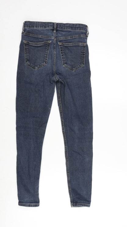 Topshop Womens Blue Cotton Blend Tapered Jeans Size 26 in L26 in Regular Zip