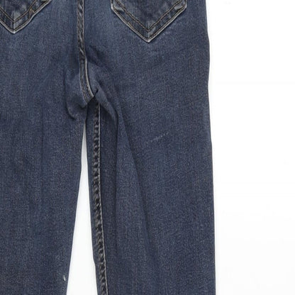 Topshop Womens Blue Cotton Blend Tapered Jeans Size 26 in L26 in Regular Zip