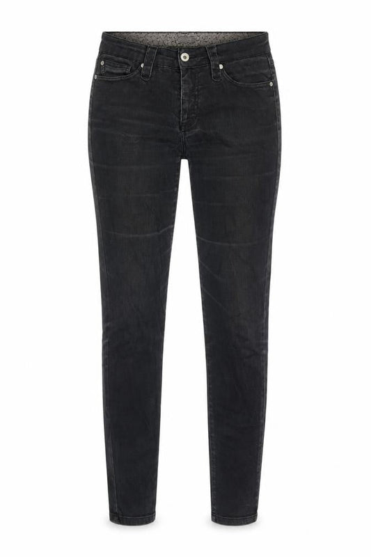 Front view of La Radoute women’s grey cotton blend tapered jeans, size UK 30, in, 31-inch leg regular zip