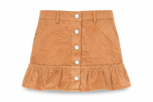 Matalan Girls Orange Cotton A-Line Skirt Size 8 Years Regular Button