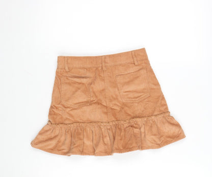 Matalan Girls Orange Cotton A-Line Skirt Size 8 Years Regular Button