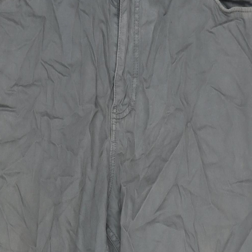Marks and Spencer Mens Grey Cotton Trousers Size 44 in L33 in Regular Zip