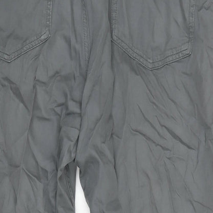 Marks and Spencer Mens Grey Cotton Trousers Size 44 in L33 in Regular Zip