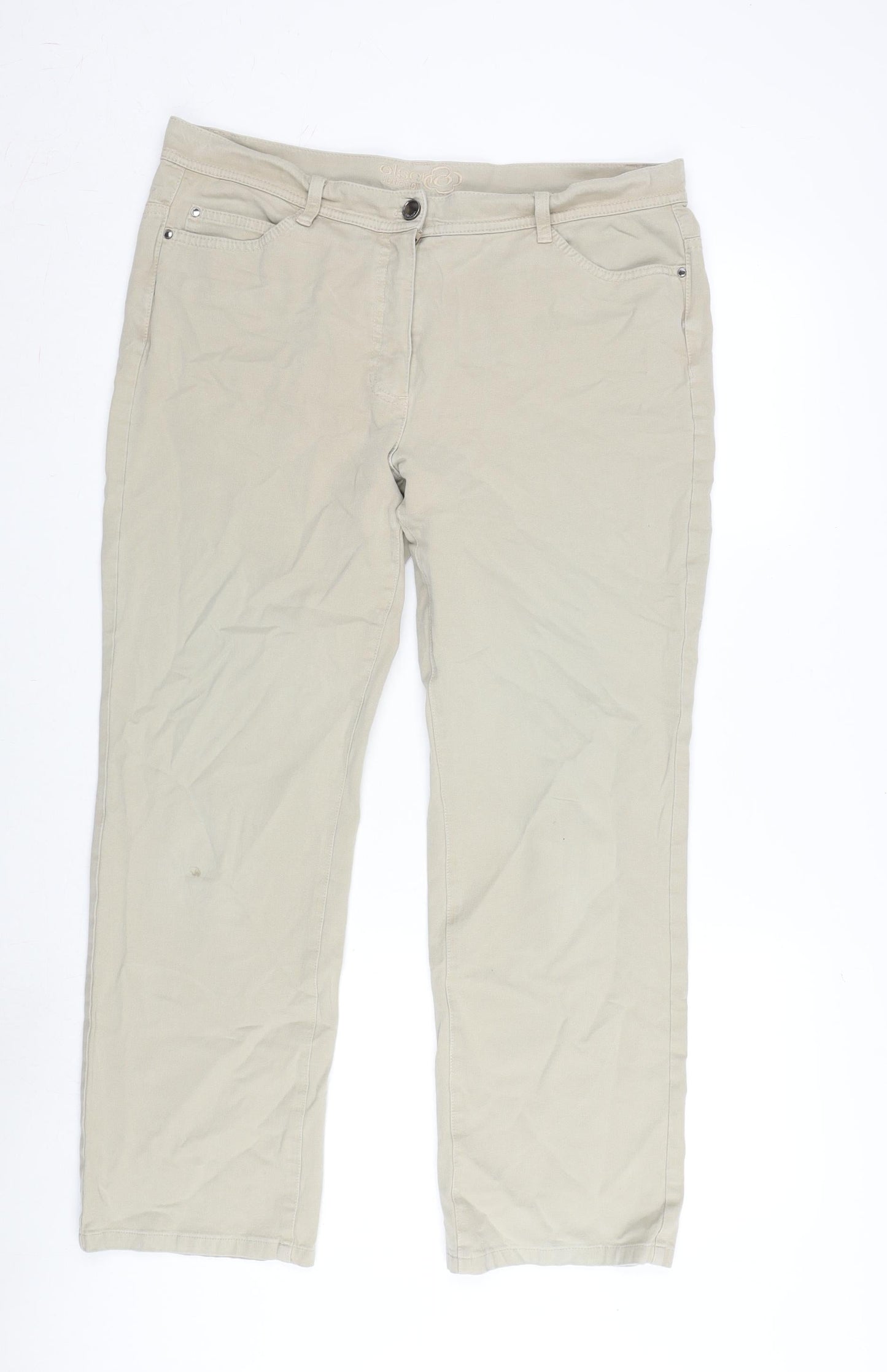 Mona Womens Beige Cotton Trousers Size 38 in L27.5 in Regular Zip