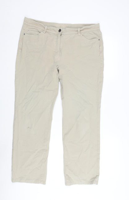Mona Womens Beige Cotton Trousers Size 38 in L27.5 in Regular Zip