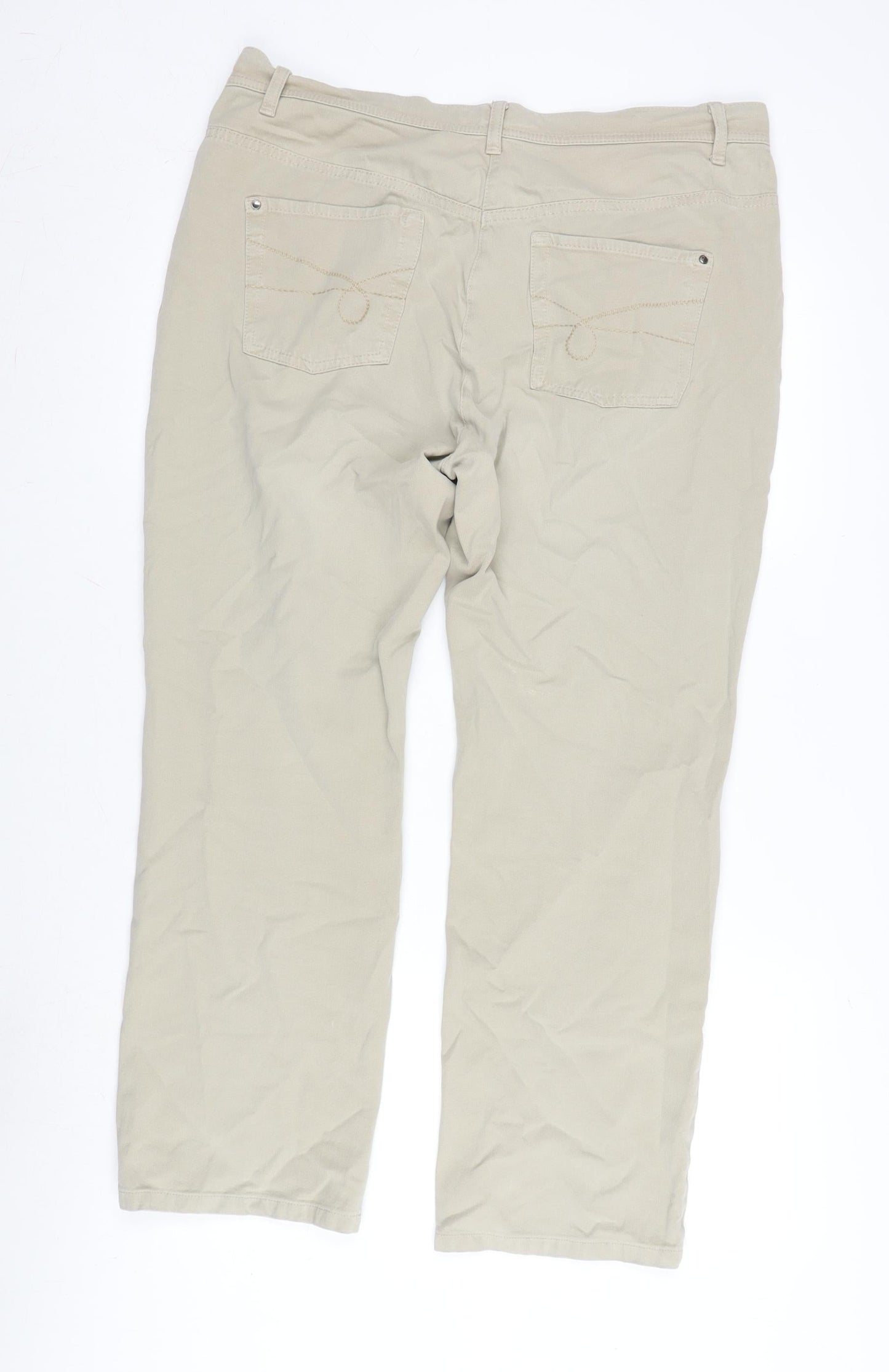 Mona Womens Beige Cotton Trousers Size 38 in L27.5 in Regular Zip