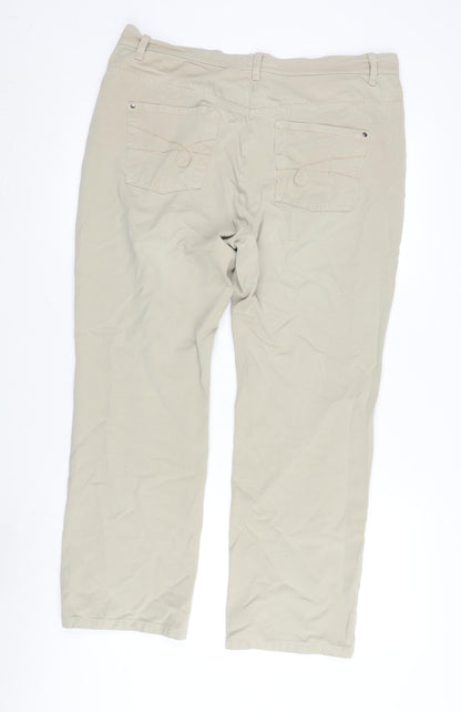 Mona Womens Beige Cotton Trousers Size 38 in L27.5 in Regular Zip