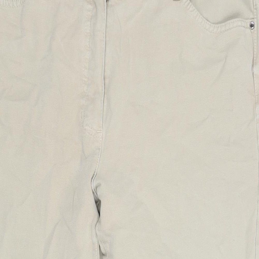 Mona Womens Beige Cotton Trousers Size 38 in L27.5 in Regular Zip