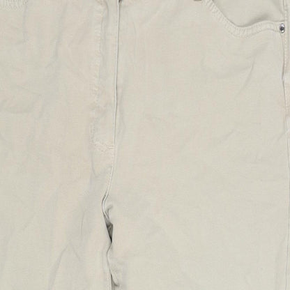 Mona Womens Beige Cotton Trousers Size 38 in L27.5 in Regular Zip