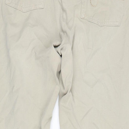 Mona Womens Beige Cotton Trousers Size 38 in L27.5 in Regular Zip