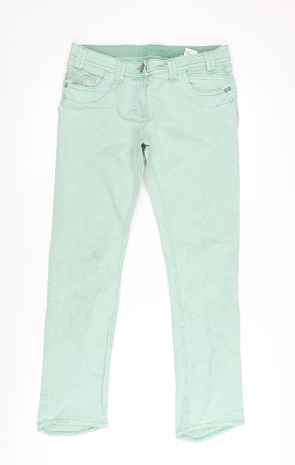 NEXT Womens Green Cotton Blend Skinny Jeans Size 12 L30 in Regular Zip
