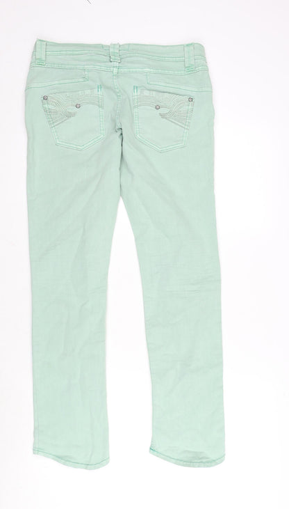 NEXT Womens Green Cotton Blend Skinny Jeans Size 12 L30 in Regular Zip