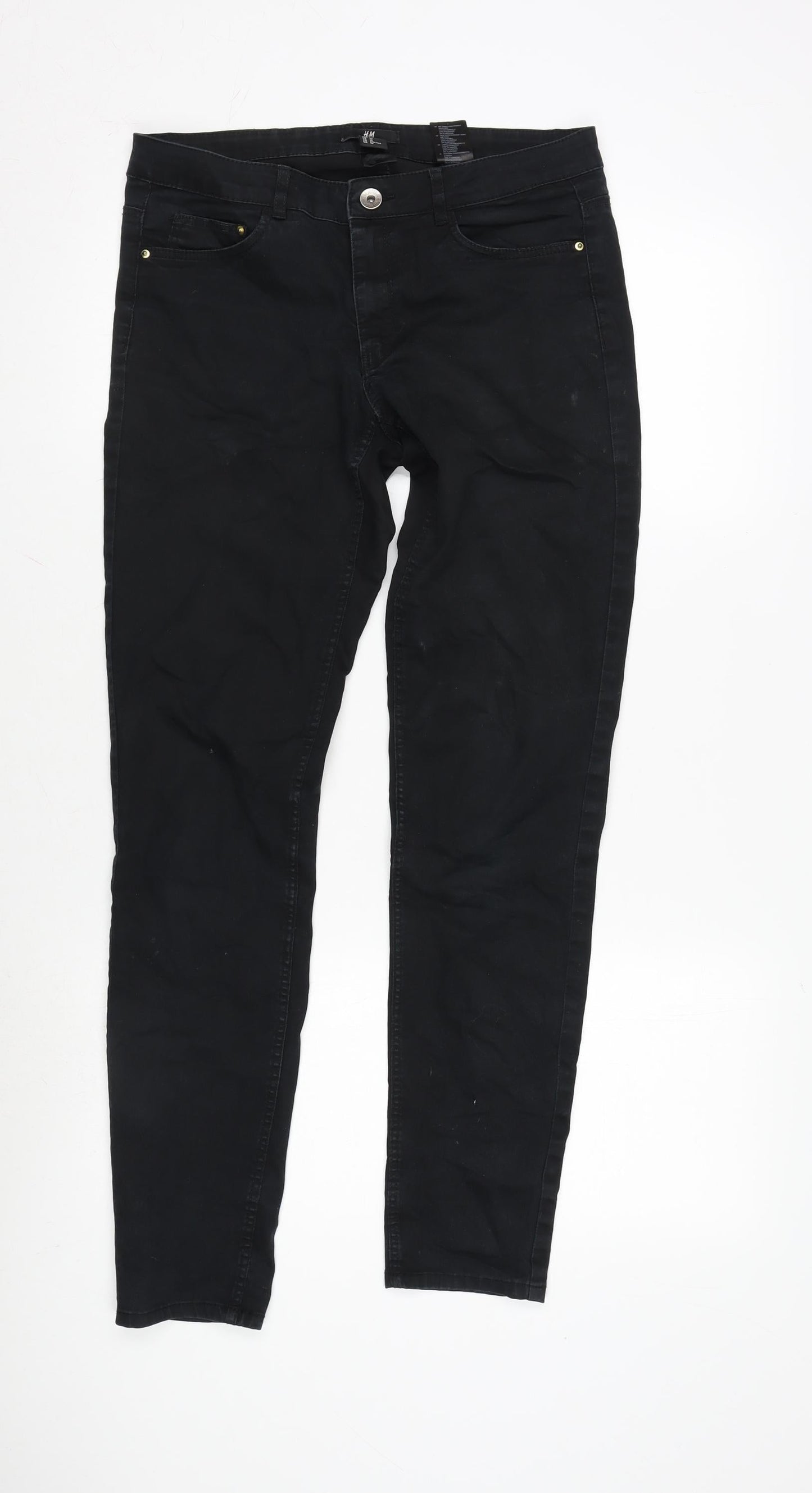Womens UK Size 12 H&M Regular Fit Tapered Black Jeans