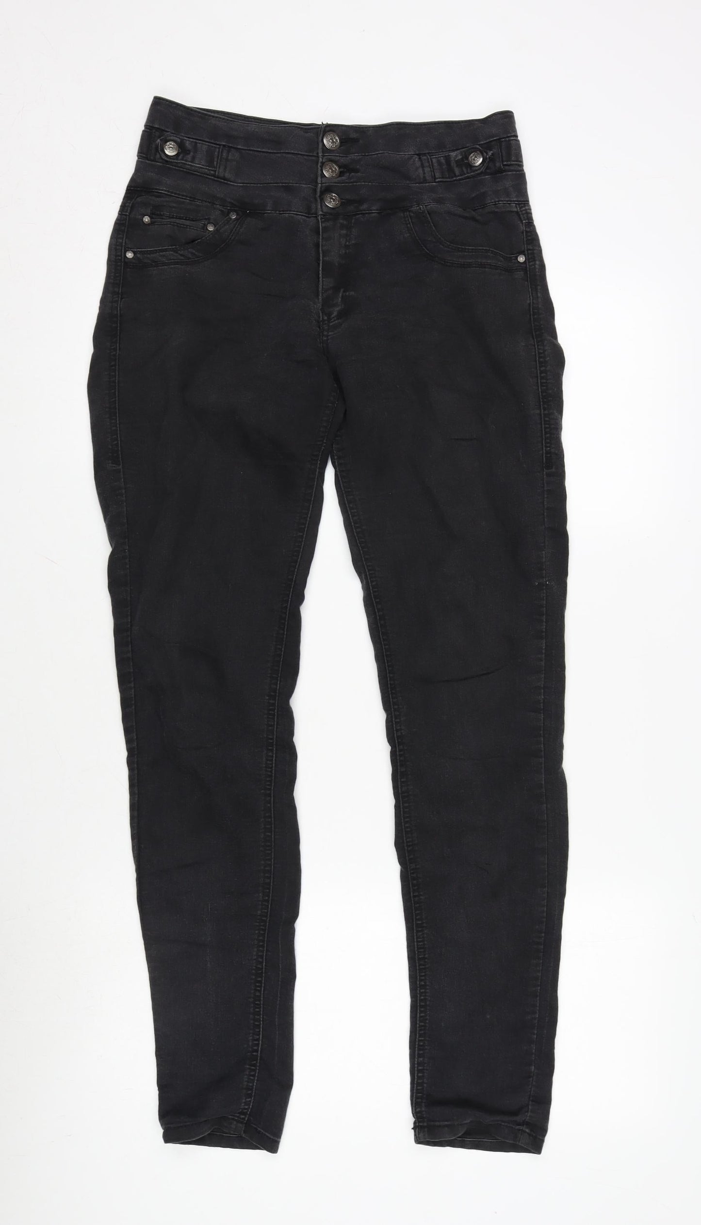 Denim & Co. Womens Grey Cotton Blend Skinny Jeans Size 8 L30.5 in Regular Zip