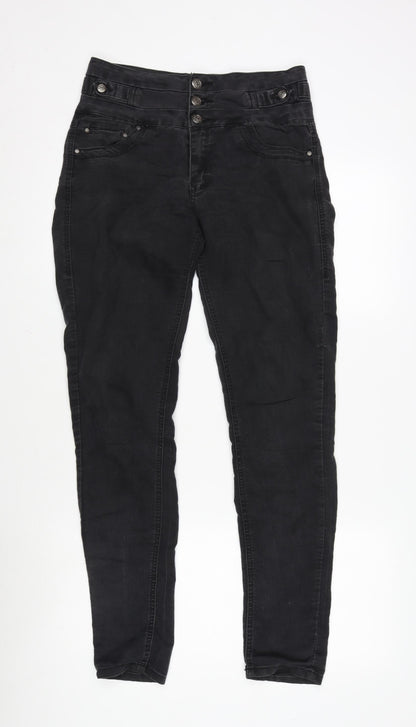 Denim & Co. Womens Grey Cotton Blend Skinny Jeans Size 8 L30.5 in Regular Zip