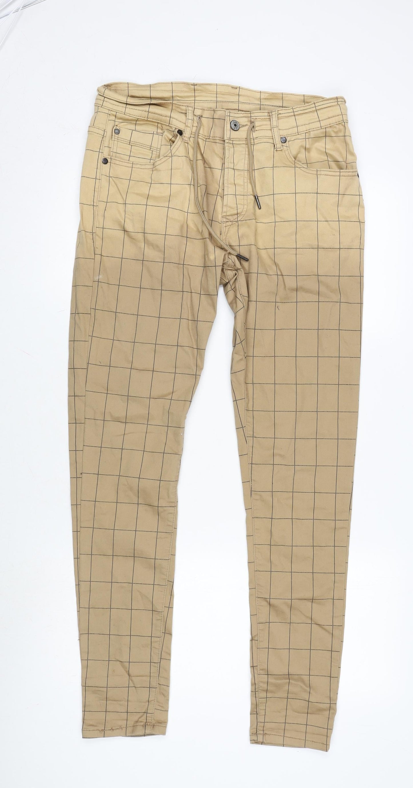 Project Paris Womens Brown Cotton Trousers Size 30 in L30.5 in Regular Button