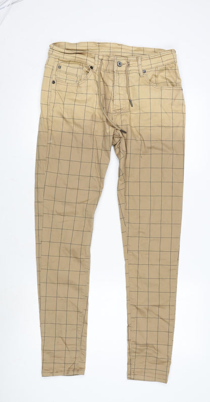 Project Paris Womens Brown Cotton Trousers Size 30 in L30.5 in Regular Button