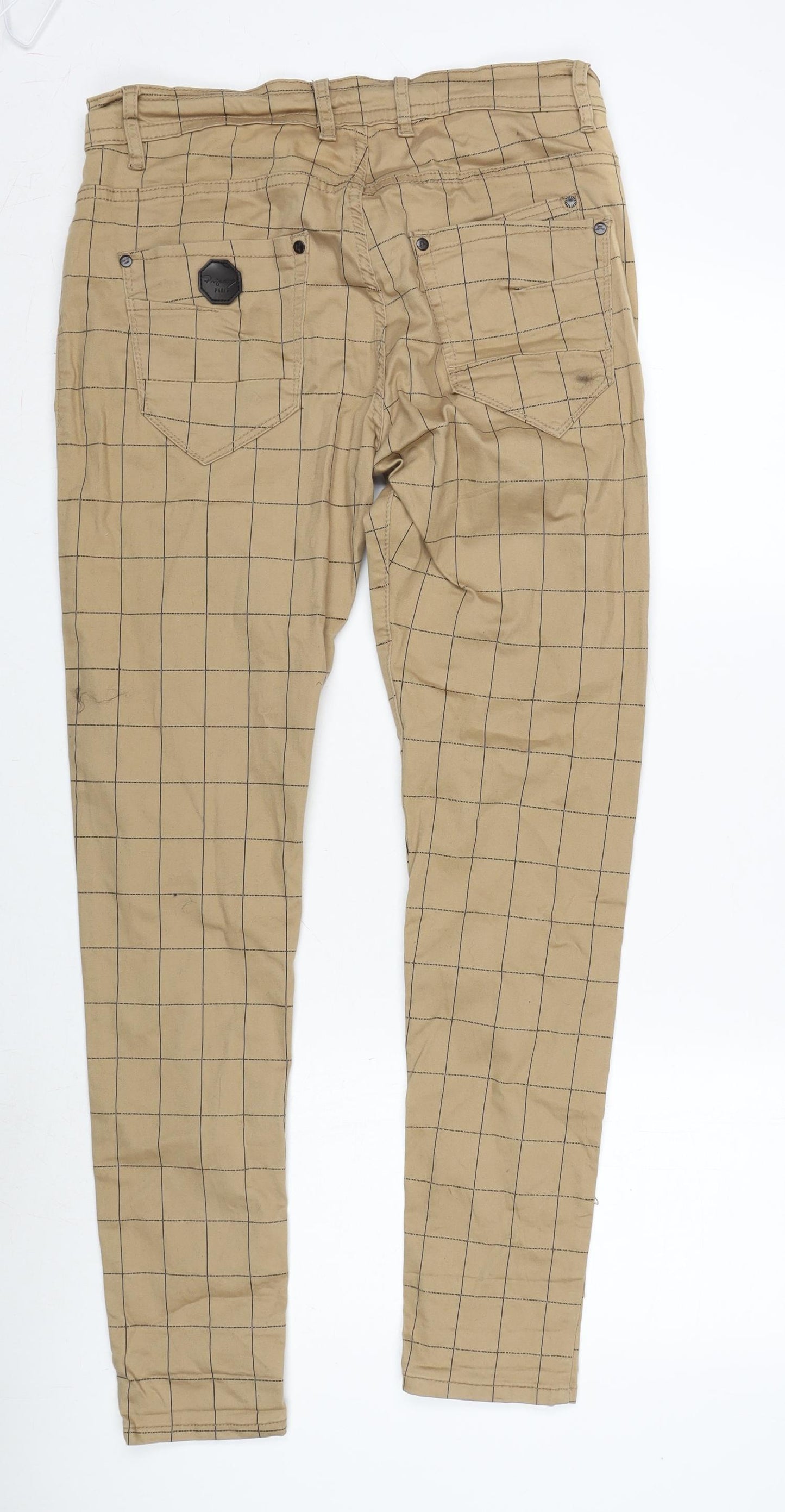 Project Paris Womens Brown Cotton Trousers Size 30 in L30.5 in Regular Button