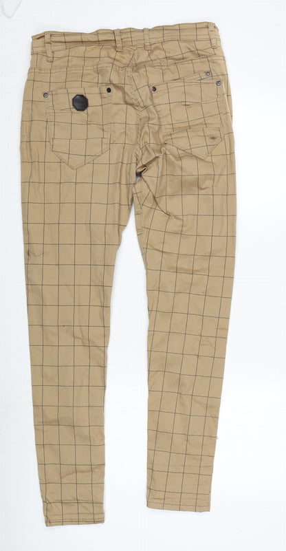 Project Paris Womens Brown Cotton Trousers Size 30 in L30.5 in Regular Button