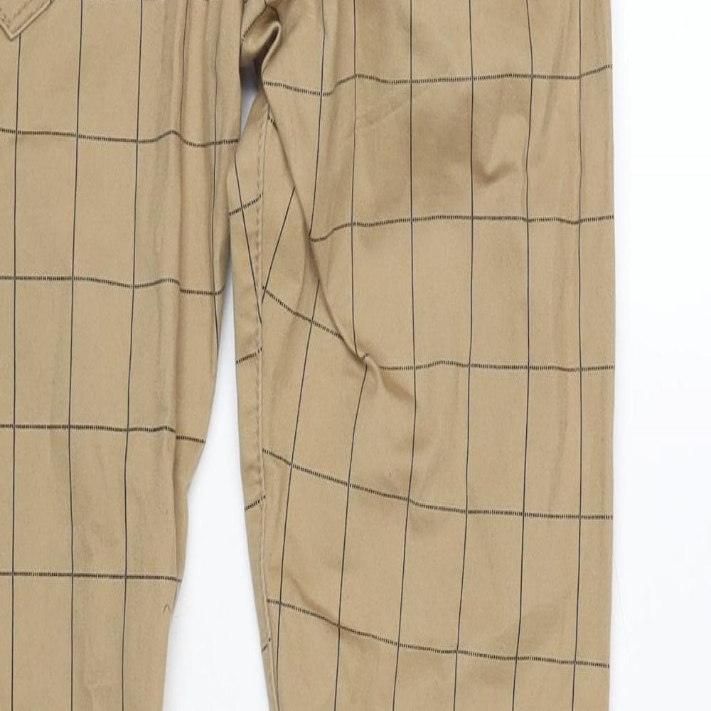 Project Paris Womens Brown Cotton Trousers Size 30 in L30.5 in Regular Button
