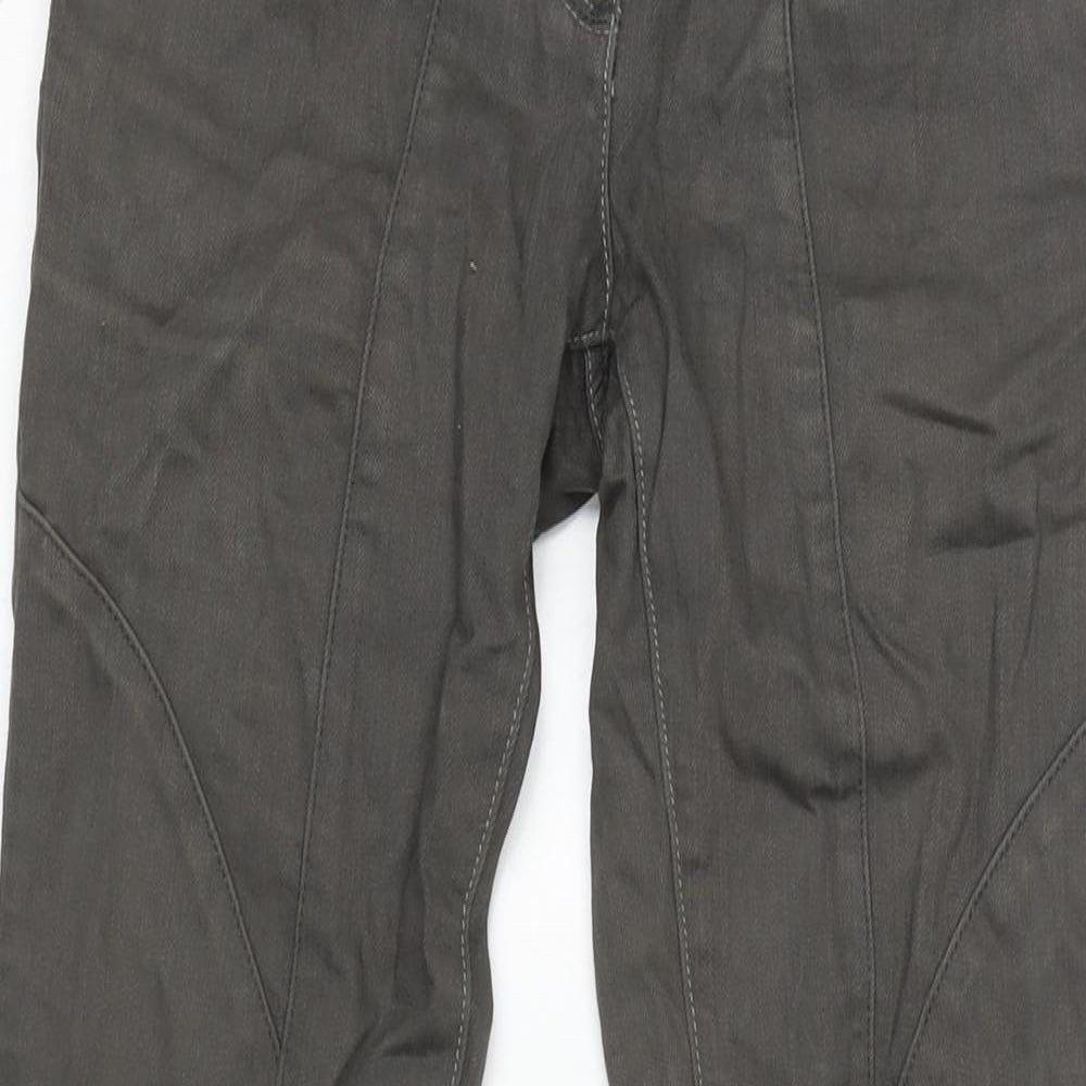 NEXT Womens Grey Cotton Blend Straight Jeans Size 12 L29 in Regular Zip - Zips To Bottom Side Of Legs