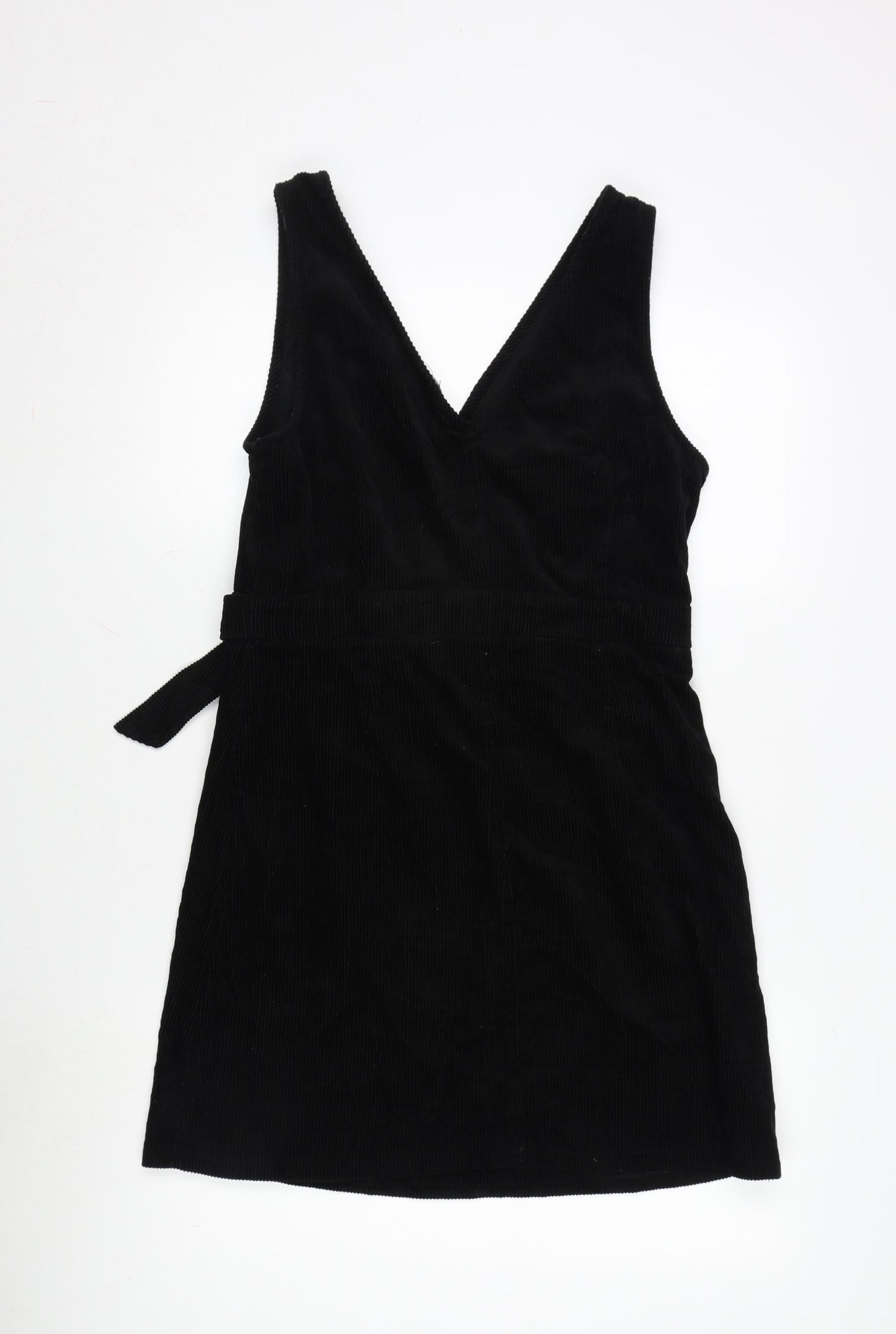 New Look Womens Black Cotton A-Line Size 12 V-Neck Tie