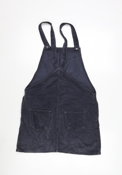 Topshop Womens Blue Cotton A-Line Size 8 Square Neck Snap