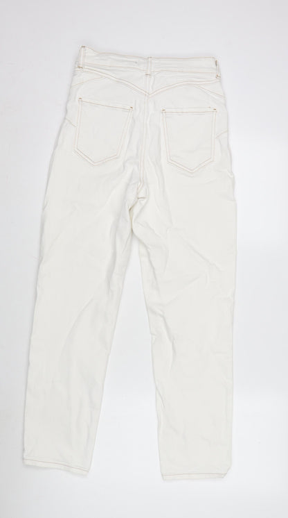 New Look Womens Ivory Cotton Blend Straight Jeans Size 8 L28 in Regular Zip
