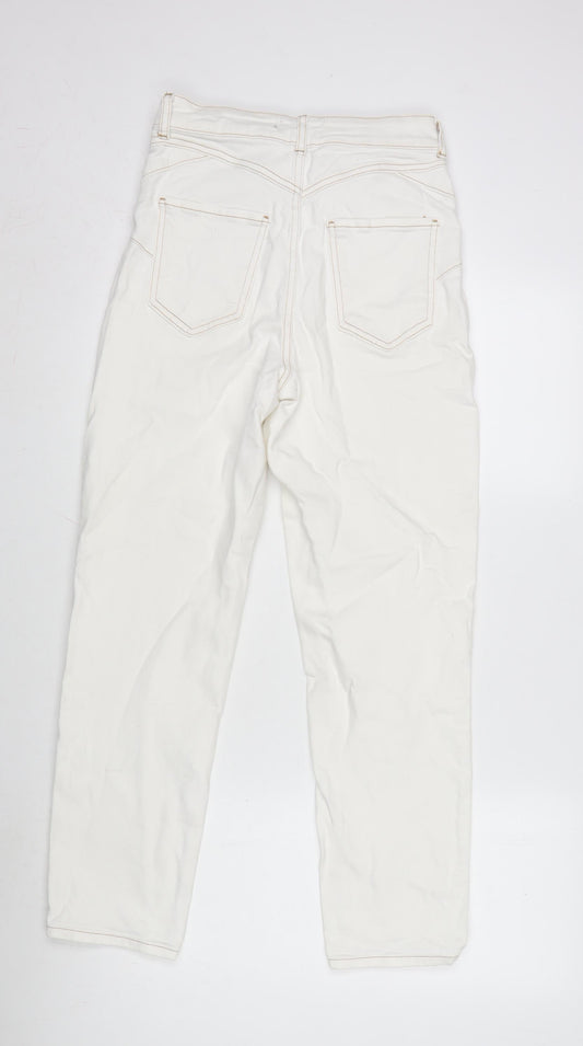 New Look Womens Ivory Cotton Blend Straight Jeans Size 8 L28 in Regular Zip