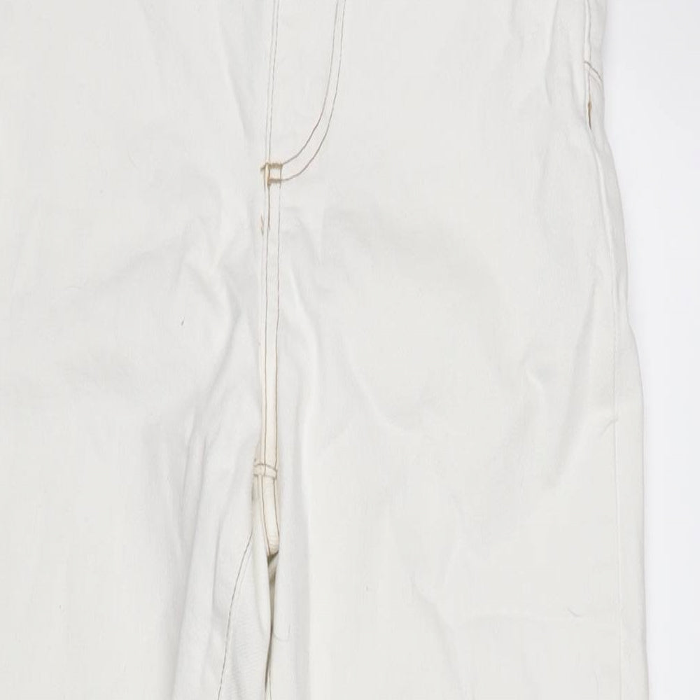 New Look Womens Ivory Cotton Blend Straight Jeans Size 8 L28 in Regular Zip