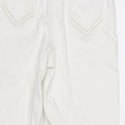 New Look Womens Ivory Cotton Blend Straight Jeans Size 8 L28 in Regular Zip