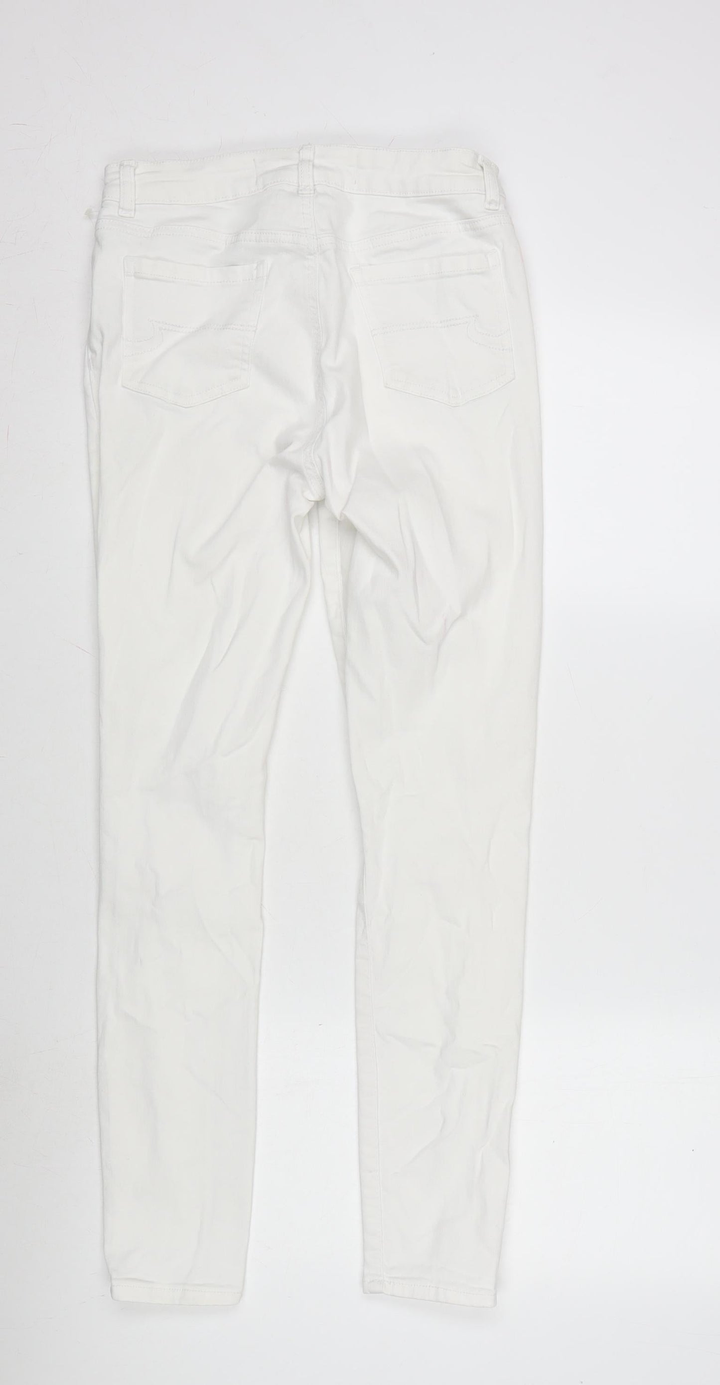 Denim & Co. Womens White Cotton Blend Tapered Jeans Size 12 L29 in Regular Zip