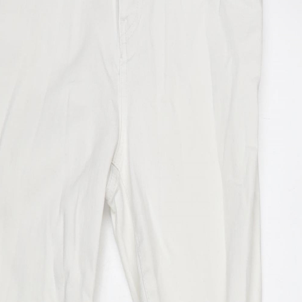 Denim & Co. Womens White Cotton Blend Tapered Jeans Size 12 L29 in Regular Zip