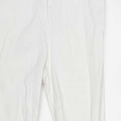Denim & Co. Womens White Cotton Blend Tapered Jeans Size 12 L29 in Regular Zip